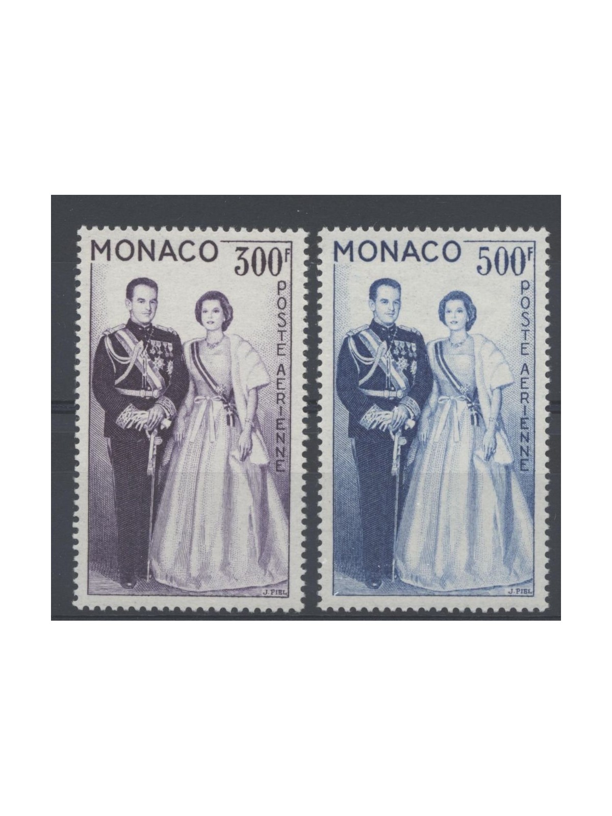 MONACO 1959 Portrait of Prince Rainier and Princess Grace, airmail 2v MNH**