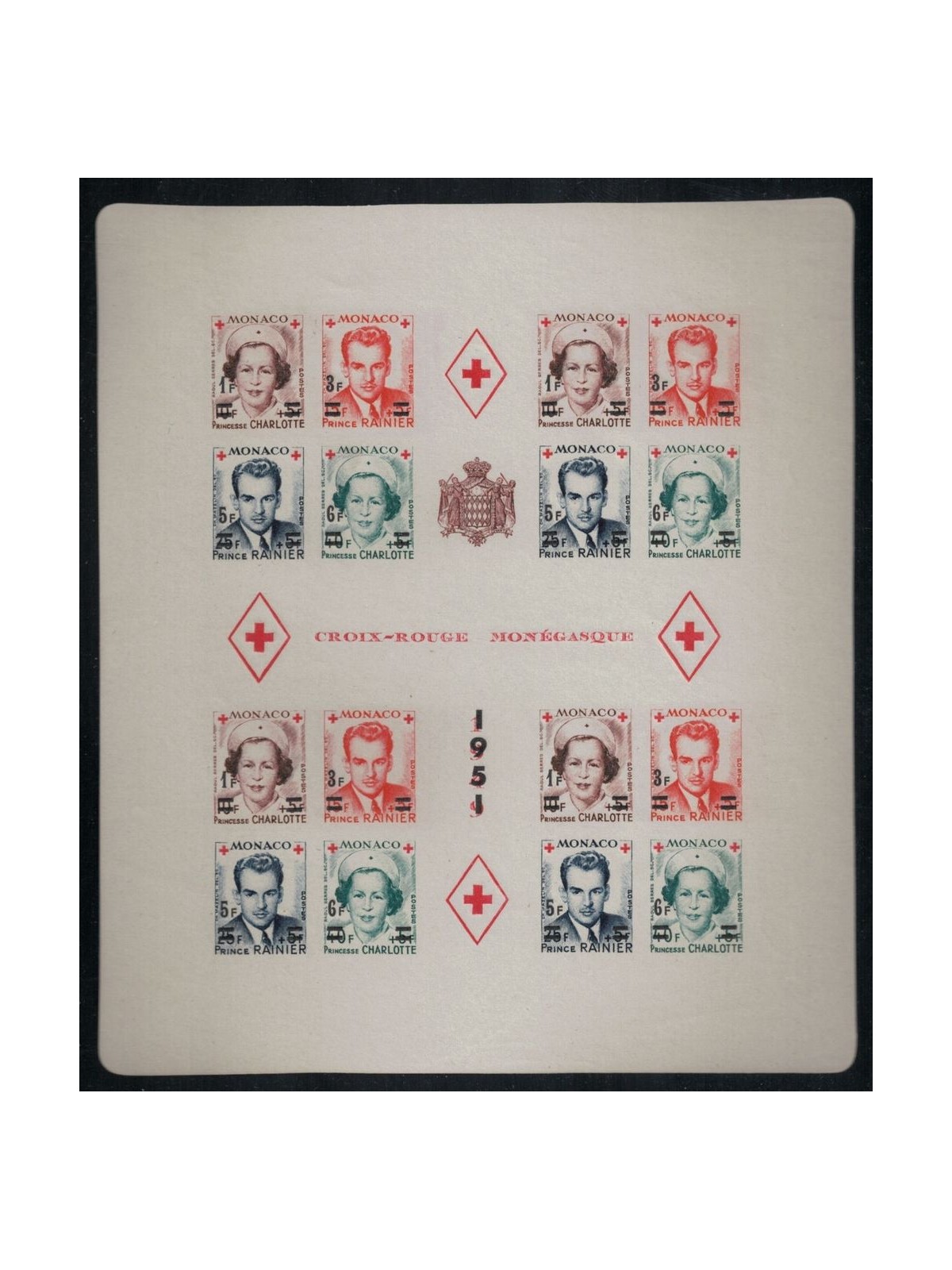 MONACO 1951 Croce Rossa, non dentellati BF MNH**