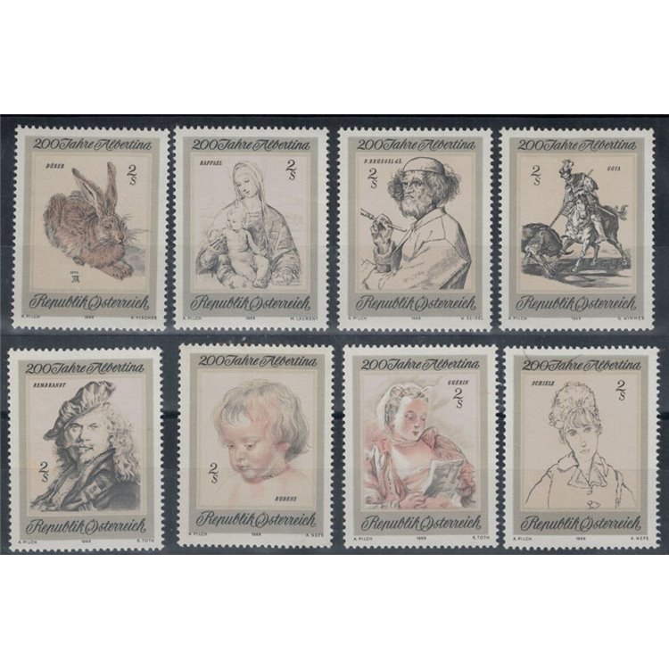 AUSTRIA 1969 Galleria Albertina di Vienna 8v MNH**