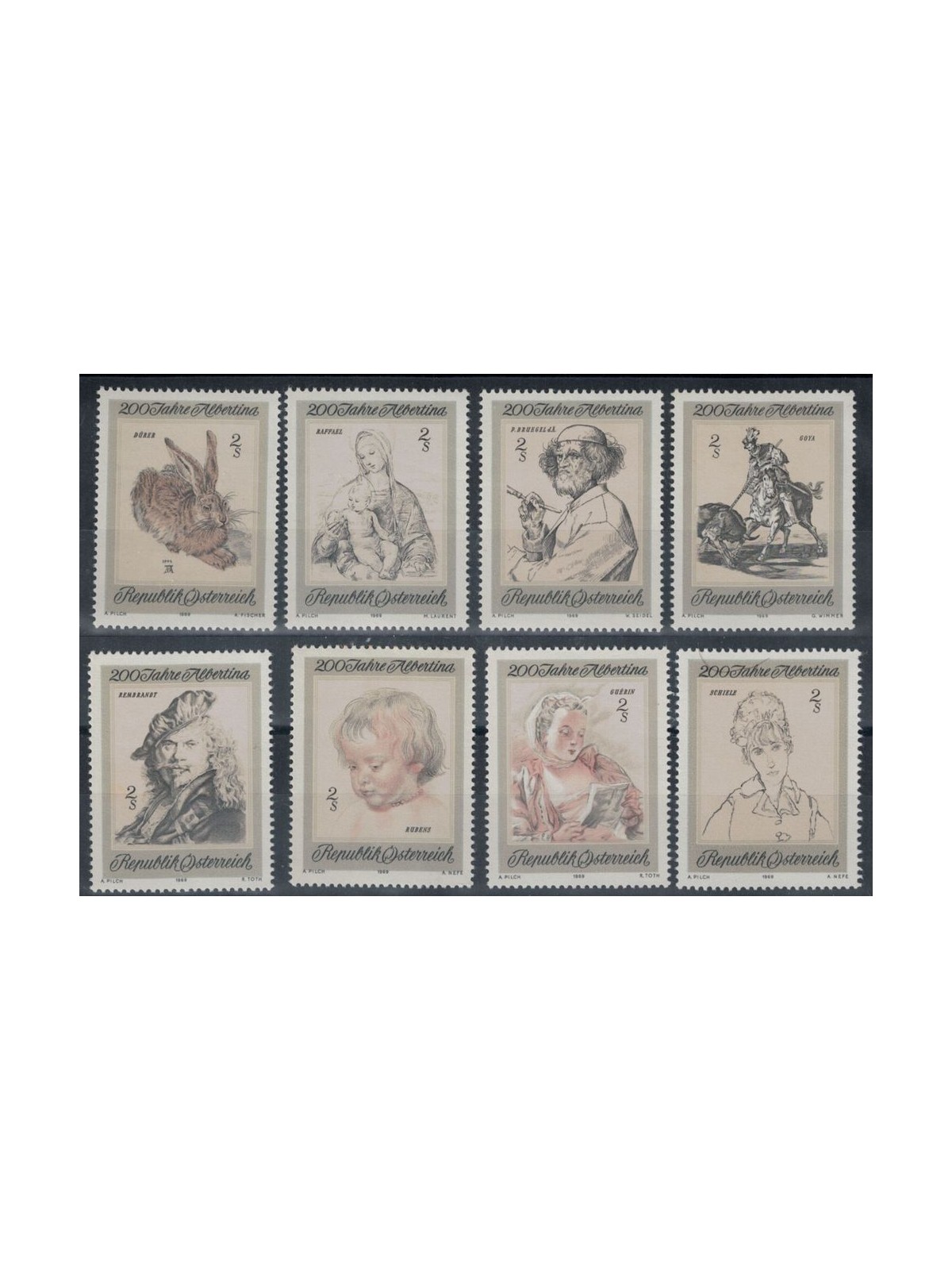 AUSTRIA 1969 Galleria Albertina di Vienna 8v MNH**