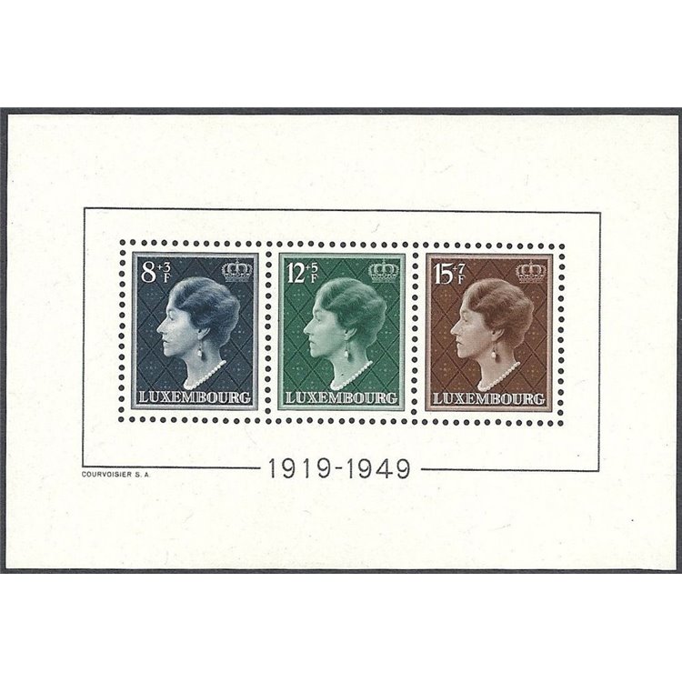 LUSSEMBURGO 1949 Anniversario Granduchessa Carlotta BF MNH**