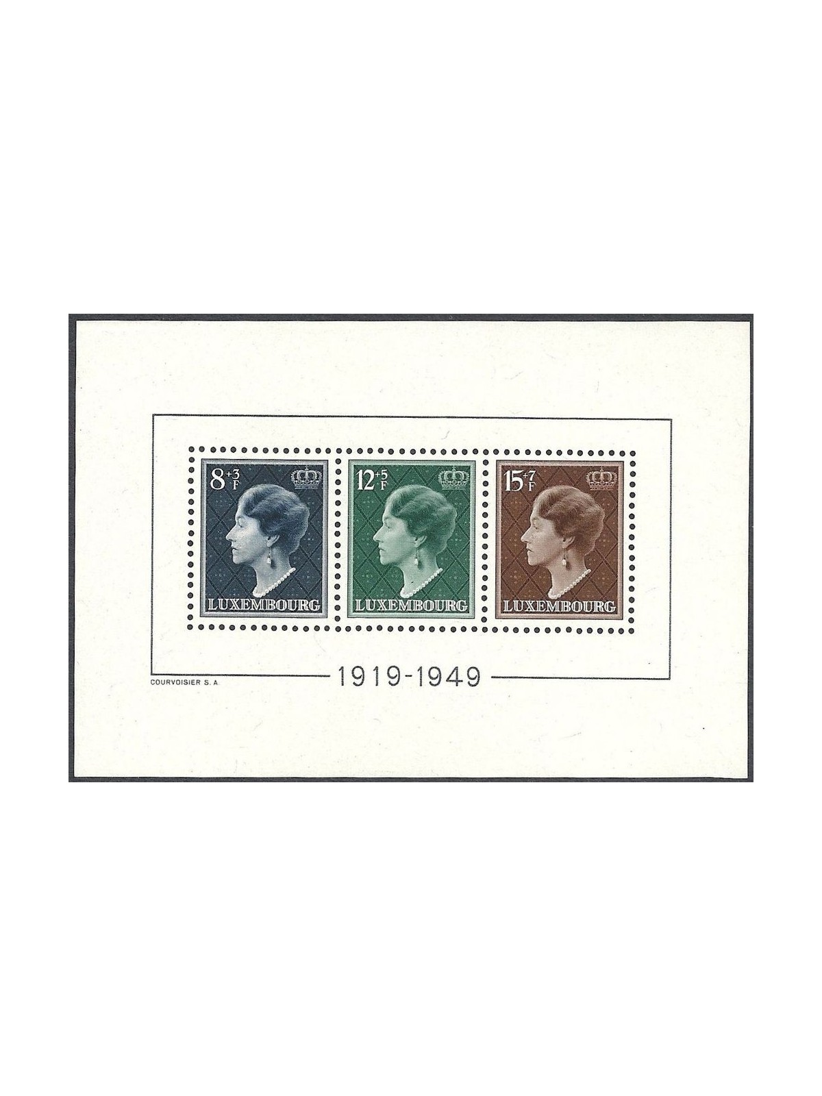 LUXEMBOURG 1949 Anniversary Grand Duchess Charlotte s/s MNH**