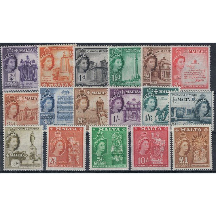 MALTA 1956-57 Elisabetta II e vedute varie 17v MNH**