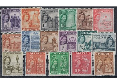 MALTA 1956-57 Elisabetta II e vedute varie 17v MNH**
