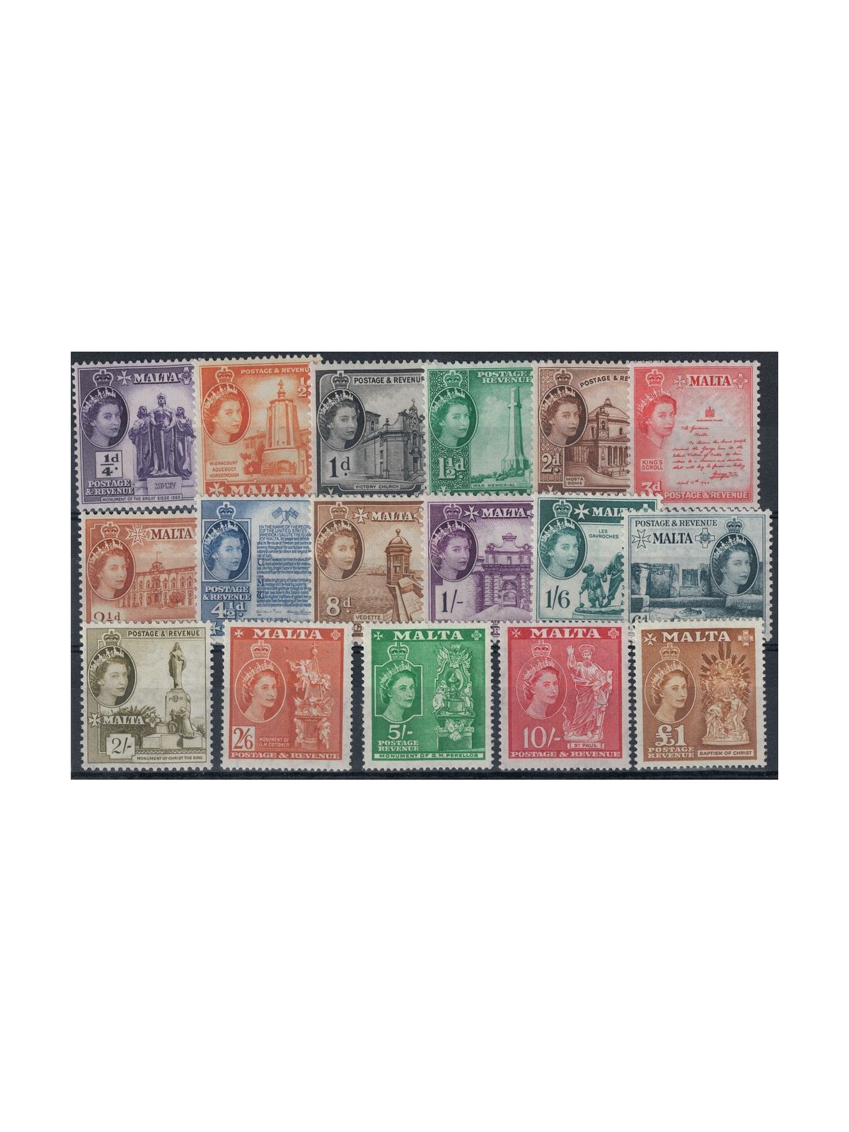 MALTA 1956-57 Elisabetta II e vedute varie 17v MNH**