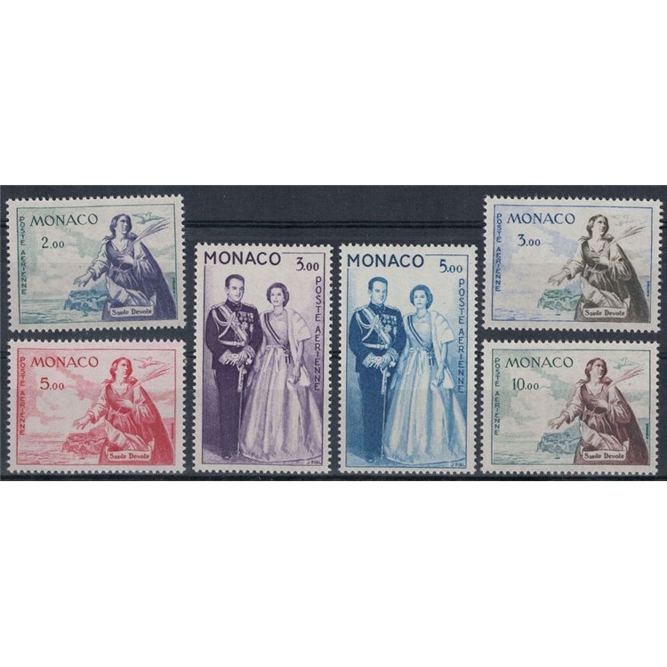 MONACO 1960-61 Ritratto dei Principi e Santa Devota, posta aerea 6v MNH**