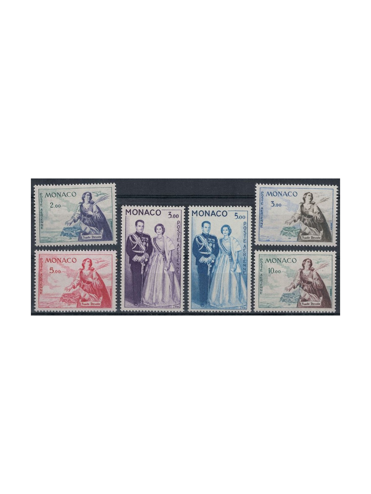 MONACO 1960-61 Ritratto dei Principi e Santa Devota, posta aerea 6v MNH**