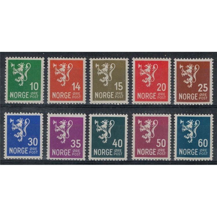 NORVEGIA 1937-38 Leone rampante 10v MNH**