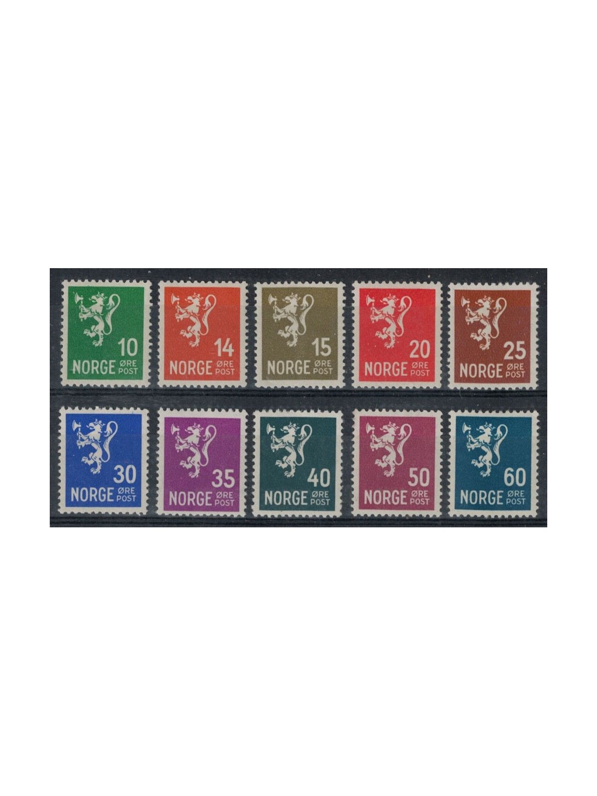 NORWAY 1937-38 Lion Rampant 10v MNH**