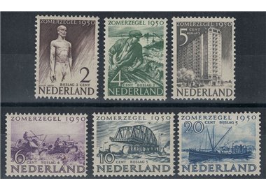 NETHERLANDS 1950 Charity, summer series, various subjects 6v MNH**