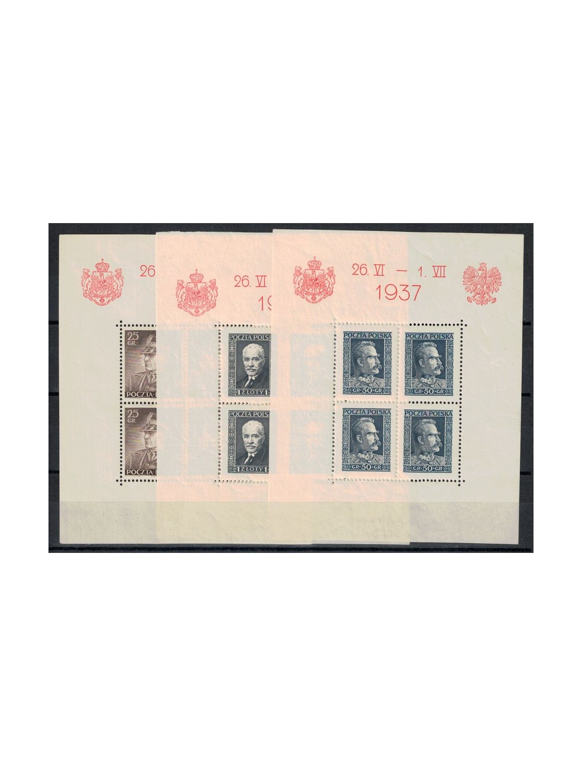 POLAND 1937 Visit of King Carol of Romania 3 s/s MH*
