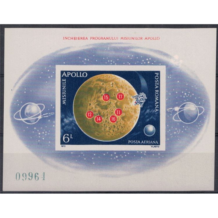 ROMANIA 1972 Programma Apollo BF MNH**
