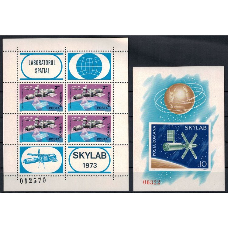 ROMANIA 1974 Laboratorio spaziale Skylab 2 BF MNH**