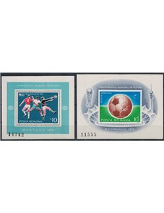 ROMANIA 1974 Campionato mondiale di calcio in Germania 2 BF MNH**