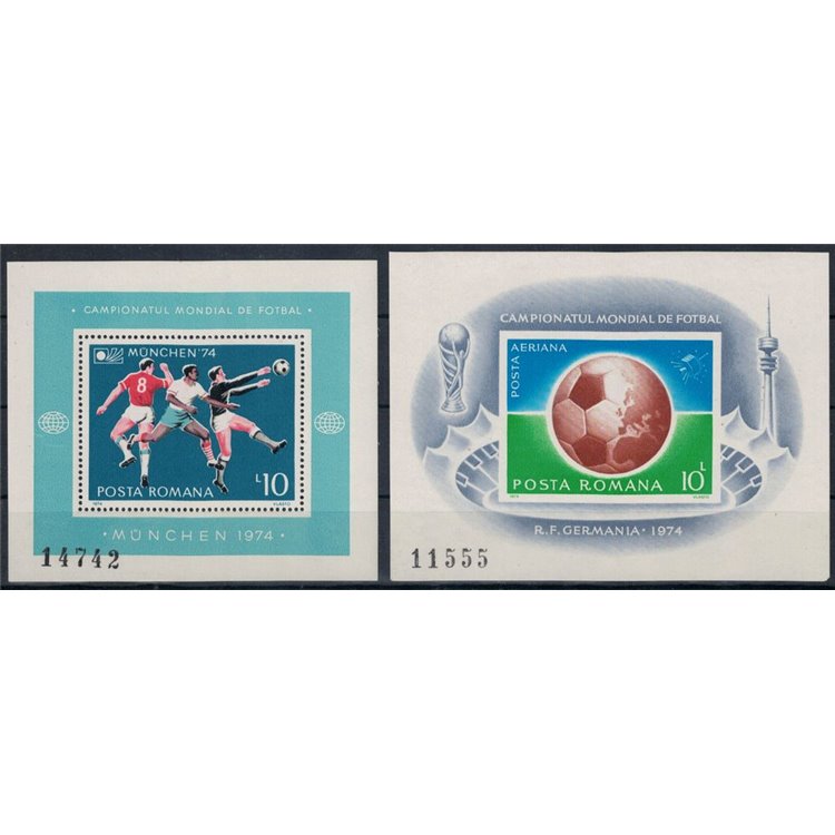 ROMANIA 1974 FIFA World Cup in Germany 2 s/s MNH**