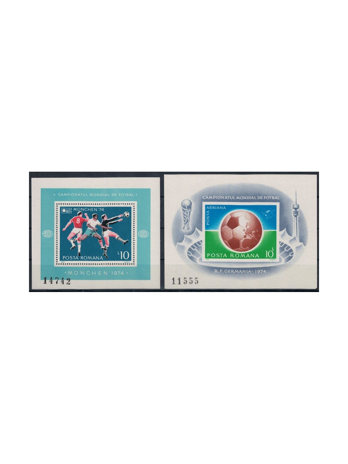 ROMANIA 1974 FIFA World Cup in Germany 2 s/s MNH**