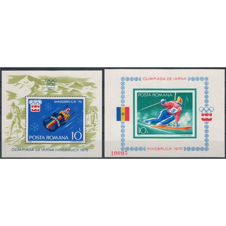 ROMANIA 1976 Winter Olympic Games in Innsbruck 2 s/s MNH**