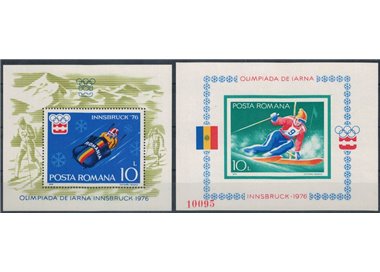 ROMANIA 1976 Giochi olimpici invernali a Innsbruck 2 BF MNH**