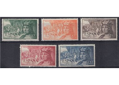 SPAIN 1952 Ferdinand the Catholic, airmail 5v MNH**