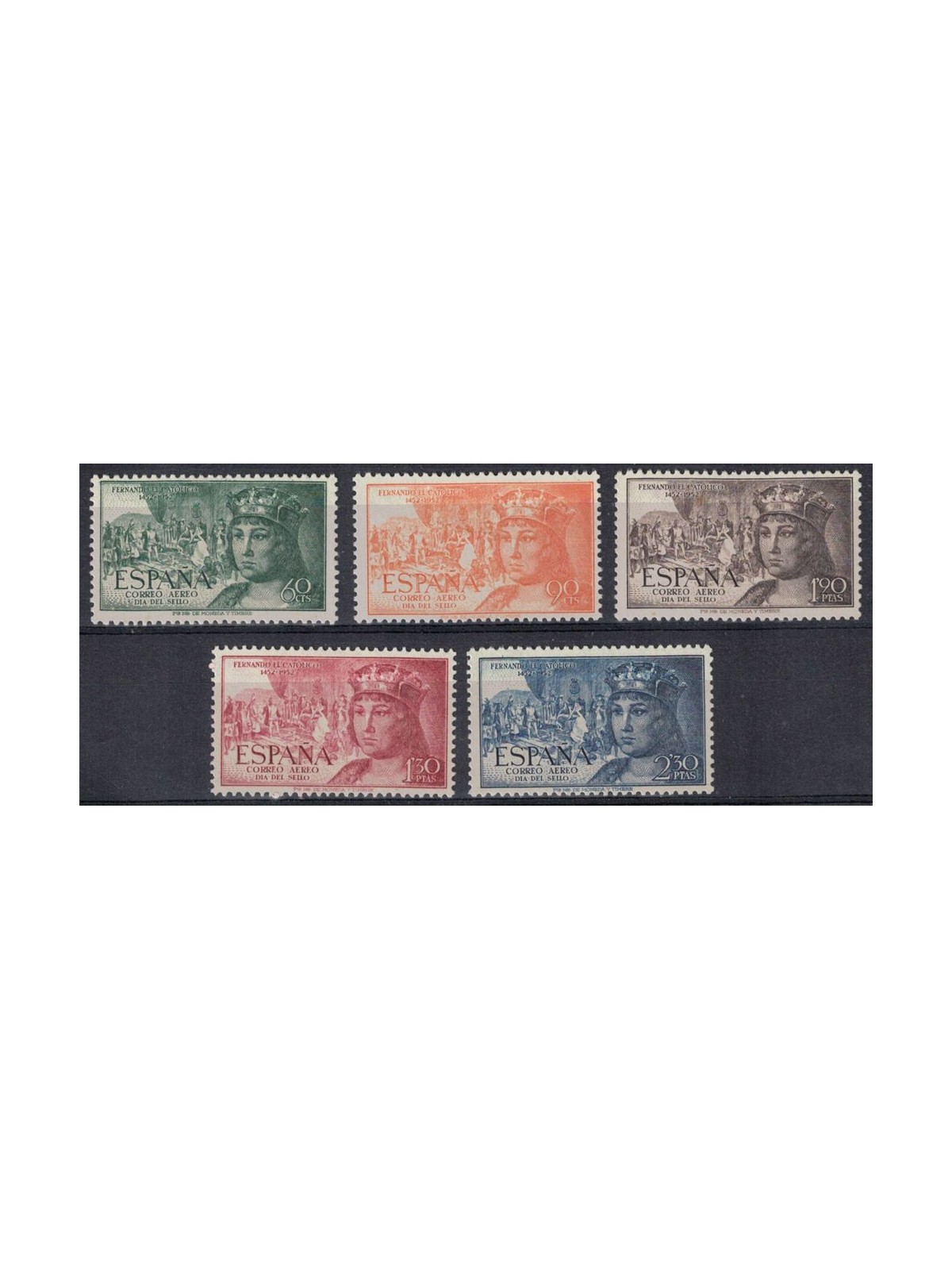 SPAIN 1952 Ferdinand the Catholic, airmail 5v MNH**