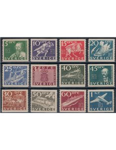 SVEZIA 1936 Centenario delle Poste svedesi 12v MH*©