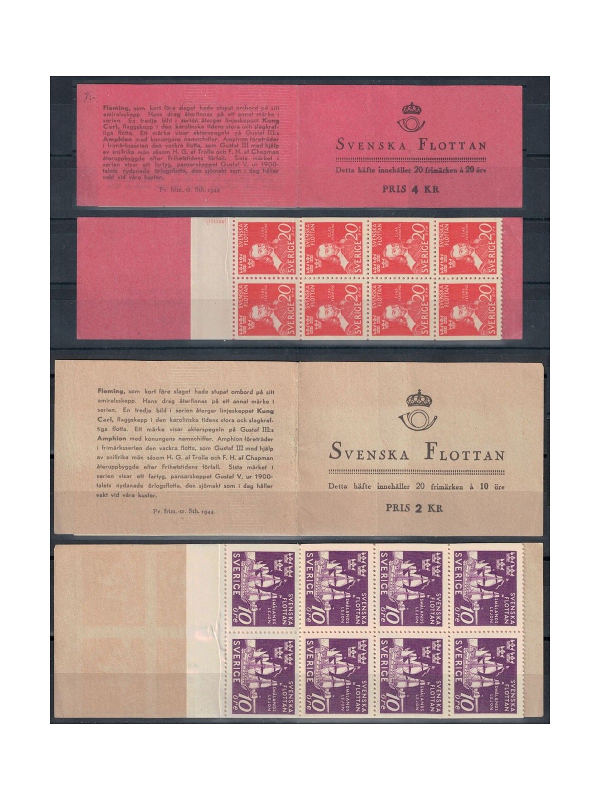 SWEDEN 1944 In honor of the Swedish Navy 2 booklet MNH**