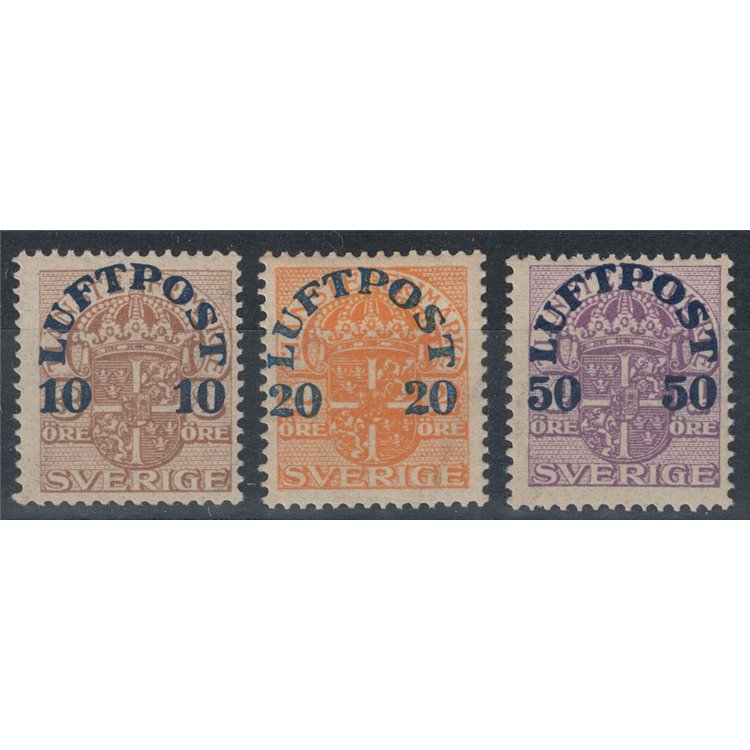 SVEZIA 1920 Posta aerea, francobolli di servizio soprastampati 3v MNH**