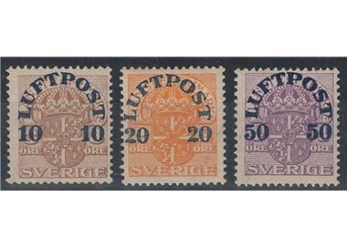 SWEDEN 1920 Airmail, service stamps overprinted 3v MNH**