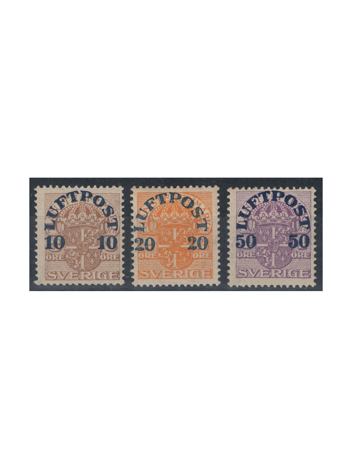 SWEDEN 1920 Airmail, service stamps overprinted 3v MNH**