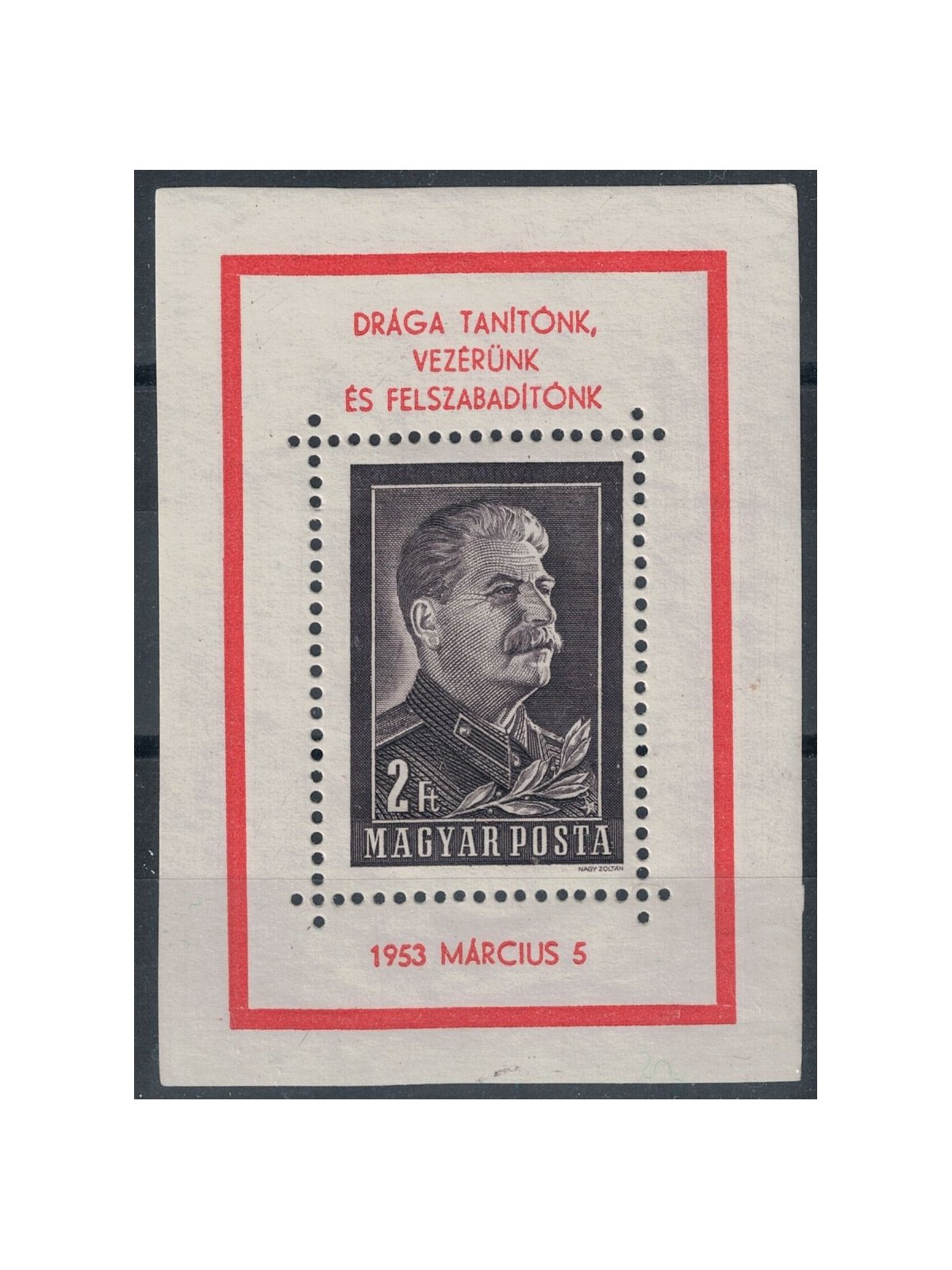 HUNGARY 1953 Death of Stalin s/s MNH**