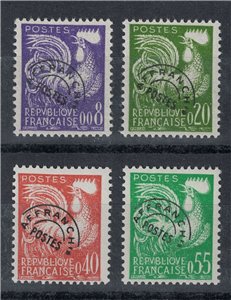 FRANCE 1960 Pre-cancelled (Roosters) 4v MNH**