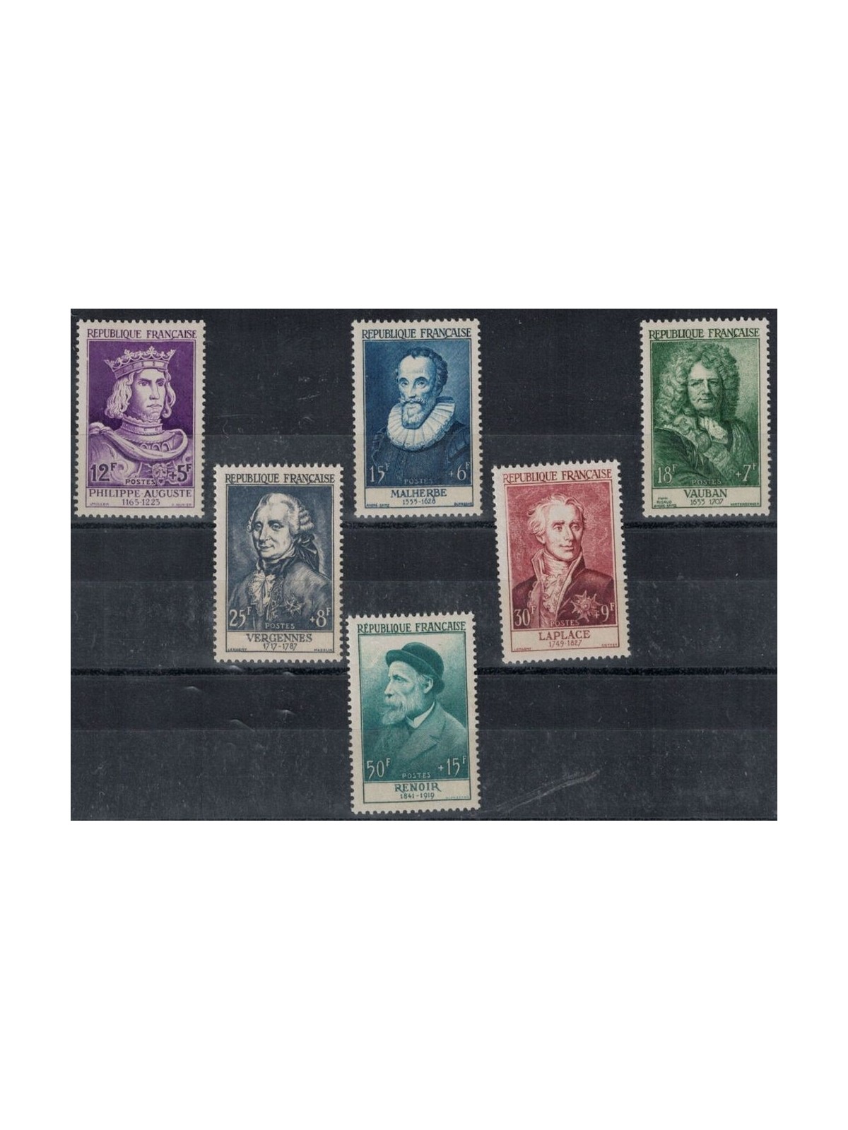 FRANCE 1955 Celebrities from the 12th to the 20th century 6v MNH**