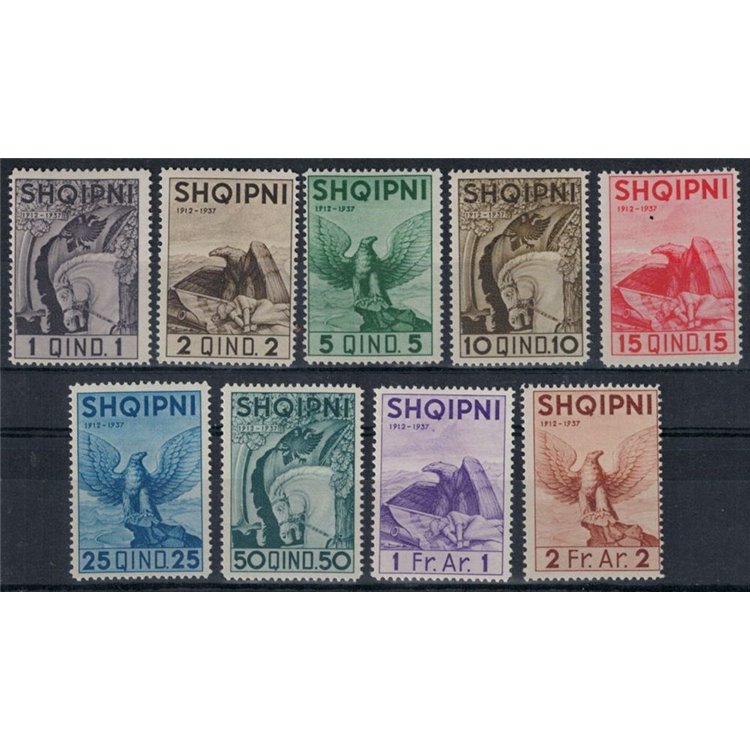 ALBANIA 1937 Anniversario dell'indipendenza 9v MH*