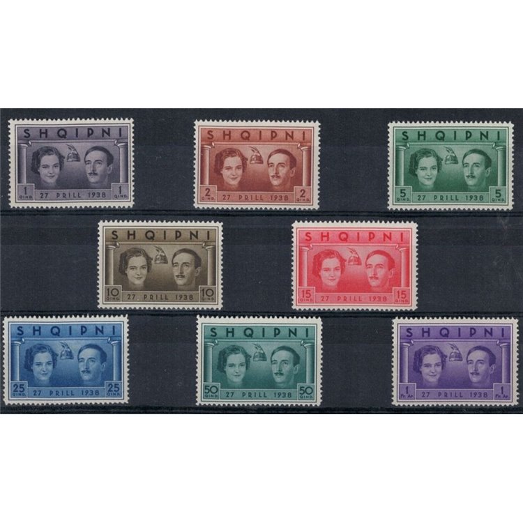 ALBANIA 1938 Royal Wedding 8v MH*