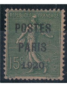 FRANCE 1920 Pre-cancelled (Sower) 15c olive green MNH** ©