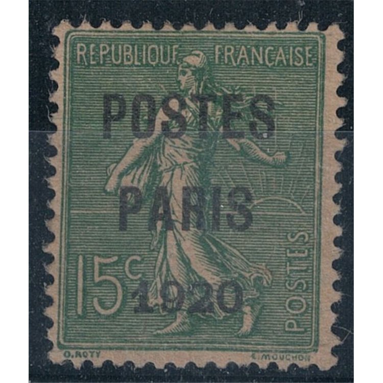 FRANCIA 1920 Preannullati (Seminatrice) 15c verde oliva MNH** ©