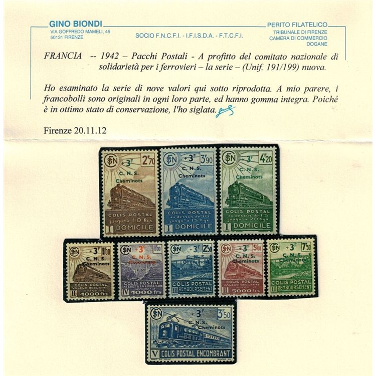 FRANCIA 1942 Pacchi postali 9v MNH**