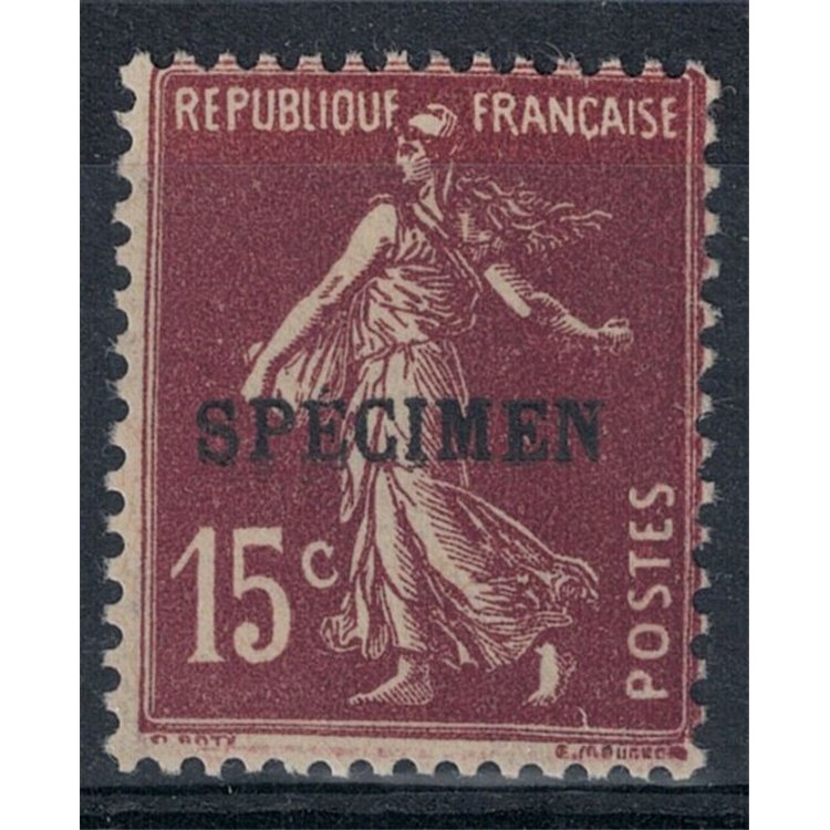 FRANCIA 1925 15c bruno lilla soprastampato Specimen MH*