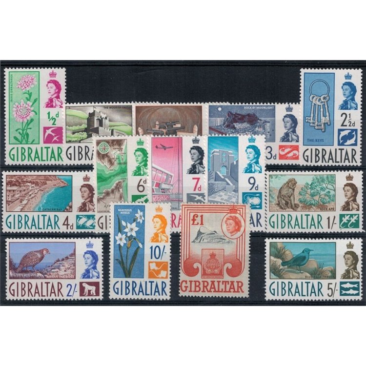 GIBELTERRA 1960 Effigy of Queen Elizabeth and views 14v MNH**