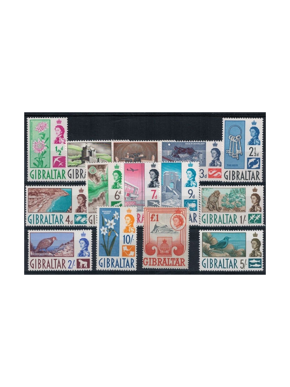 GIBILTERRA 1960 Effigie della Regina Elisabetta e vedute 14v MNH**