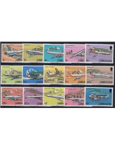 GIBELTERRA 1982 History of aviation, aeroplanes 15v MNH**