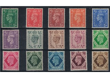 GREAT BRITAIN 1937-47 Ordinary series, effigy of King George VI 15v MNH**