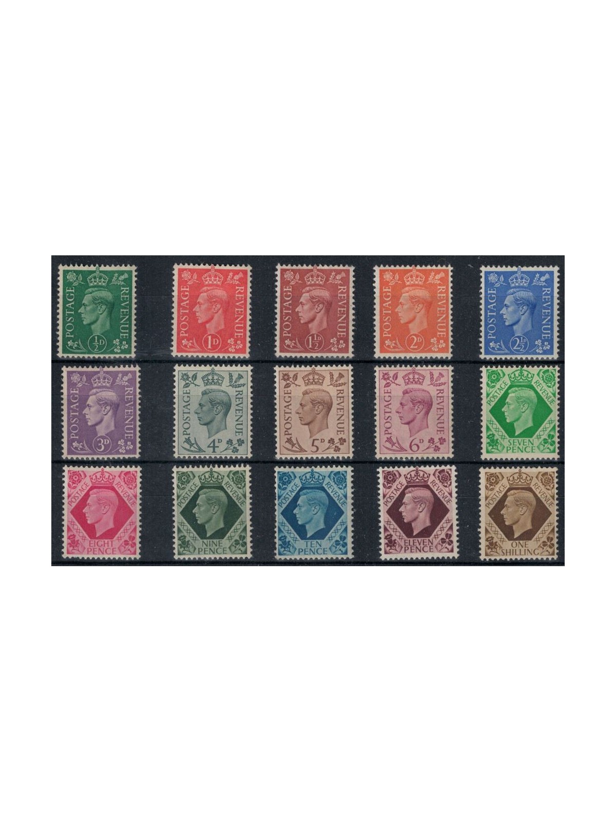 GREAT BRITAIN 1937-47 Ordinary series, effigy of King George VI 15v MNH**