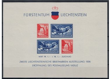 LIECHTENSTEIN 1936 Vaduz Philatelic Exhibition s/s MNH**