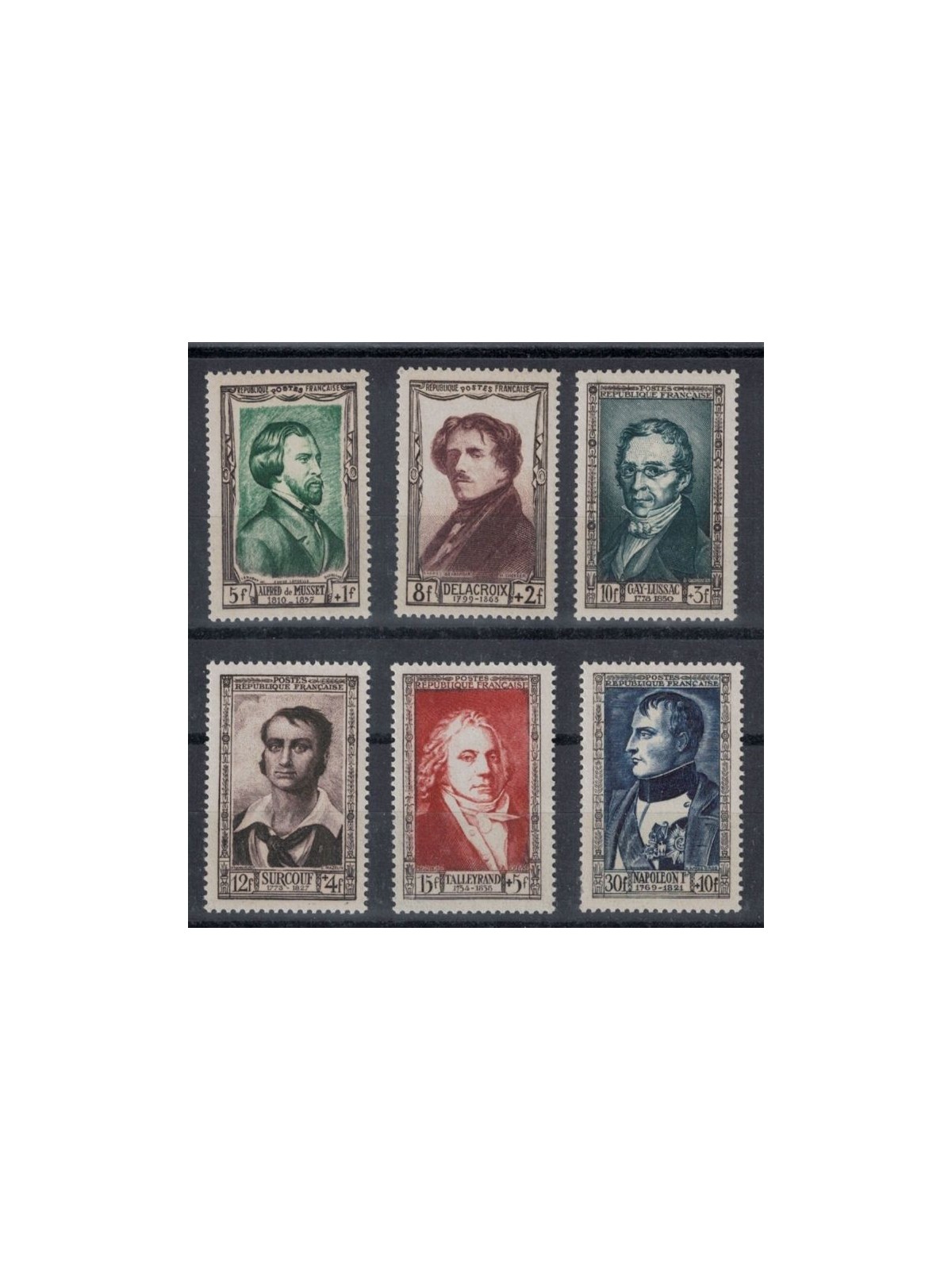 FRANCE 1951 19th-century celebrities 6v MNH**