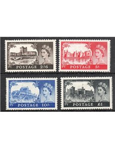 GREAT BRITAIN 1955 Castles and effigy of Elizabeth II 4v MNH**