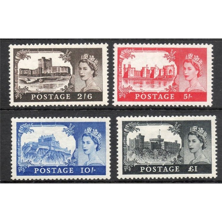 GREAT BRITAIN 1955 Castles and effigy of Elizabeth II 4v MNH**