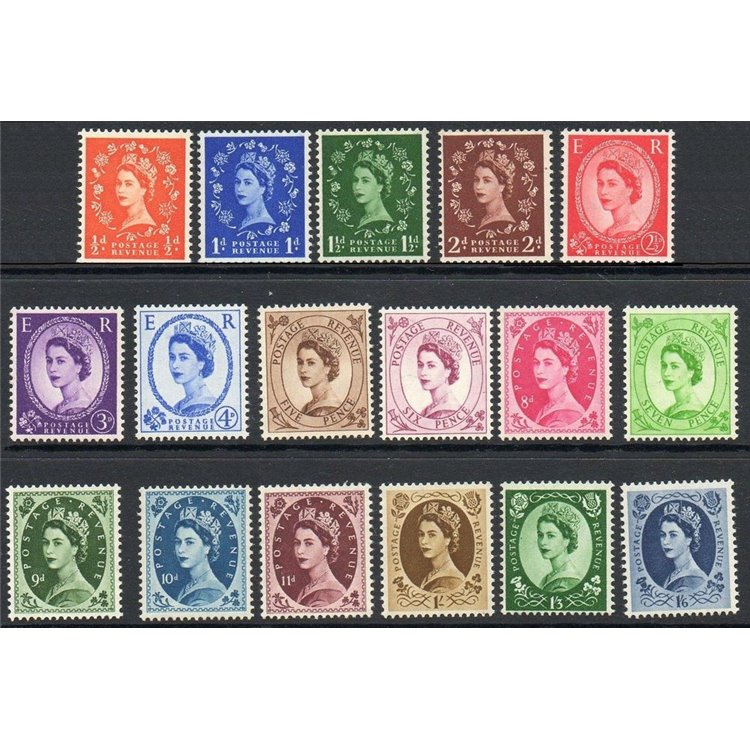 GREAT BRITAIN 1955-56 Effigy of Elizabeth II 17v MNH**