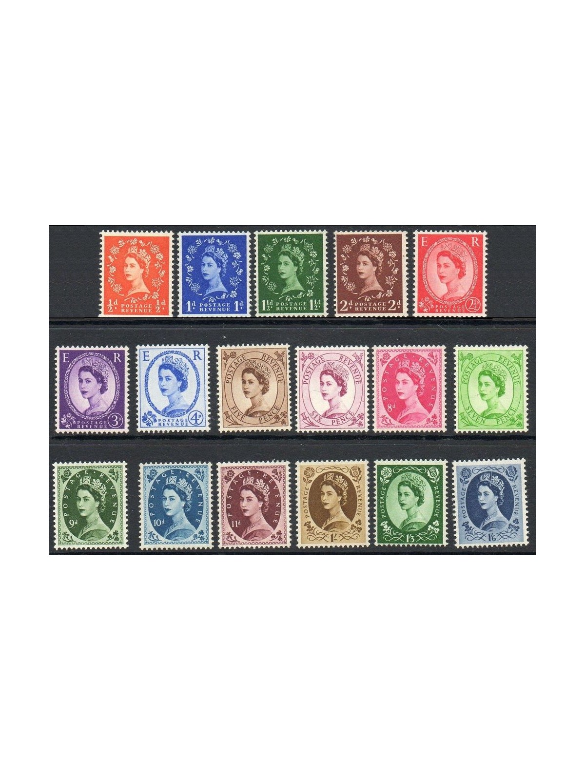 GRAN BRETAGNA 1955-56 Effigie di Elisabetta II 17v MNH**