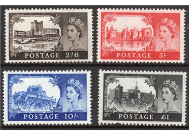 GREAT BRITAIN 1959 Castles and Elizabeth II (T. De La Rue) 4v MNH**